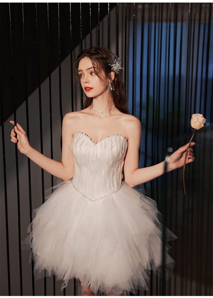Fashion White Feather Party Birthday Dress - JOcaste