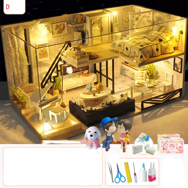 DIY Handmade Assembling Kit – Miniature House with Music, Lights & Custom Styles