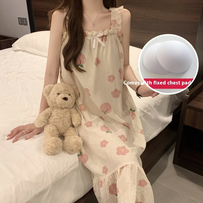Spaghetti-strap Padded Nightdress For Girls Thin