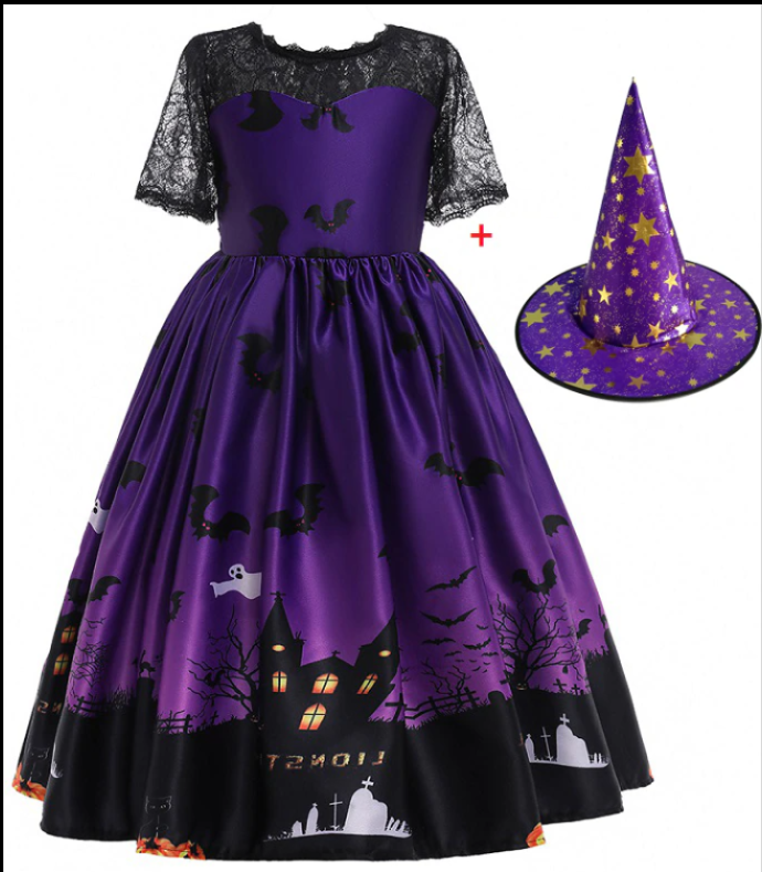 Halloween Princess Dress Halloween Printed Mesh - JOcaste