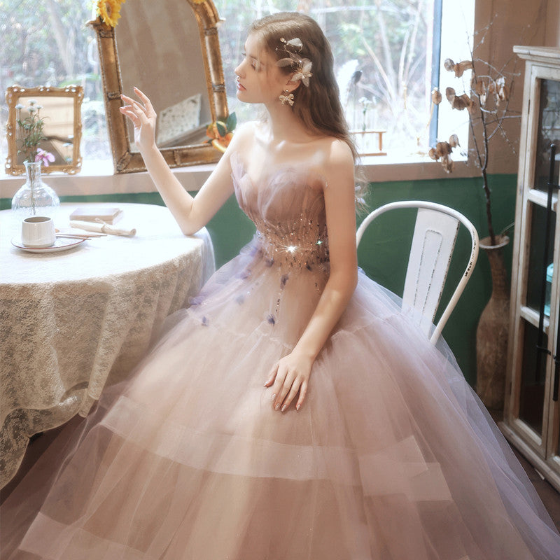 Evening Dress Skirt Wipe Chest Temperament Bride Engagement Wedding - JOcaste