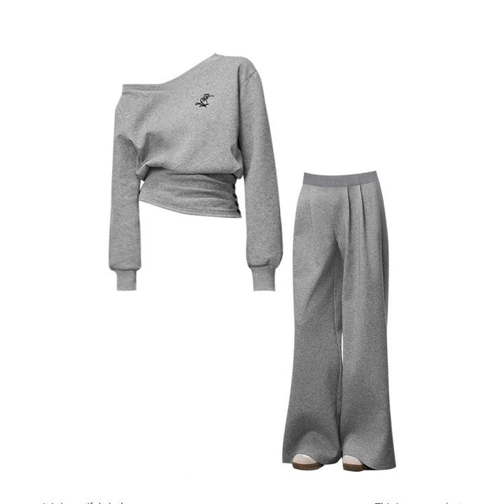Sports Casual Waist Tight Top Waist Slant Shoulder Suit