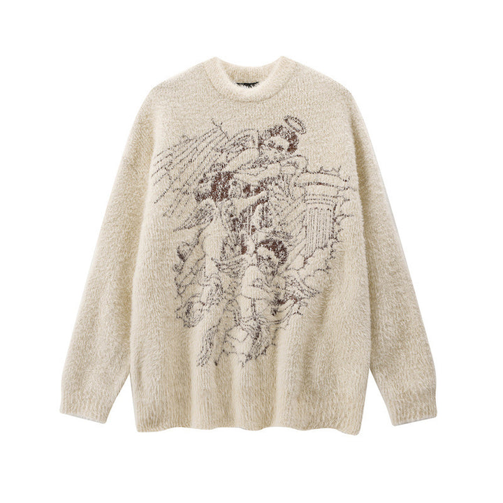 Premium Cashmere Pullover - Medium Thickness in Dark Gray & Apricot