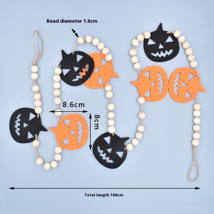 Halloween Hemp Rope Wooden Beads Creative Festival Wall Decoration Pendant