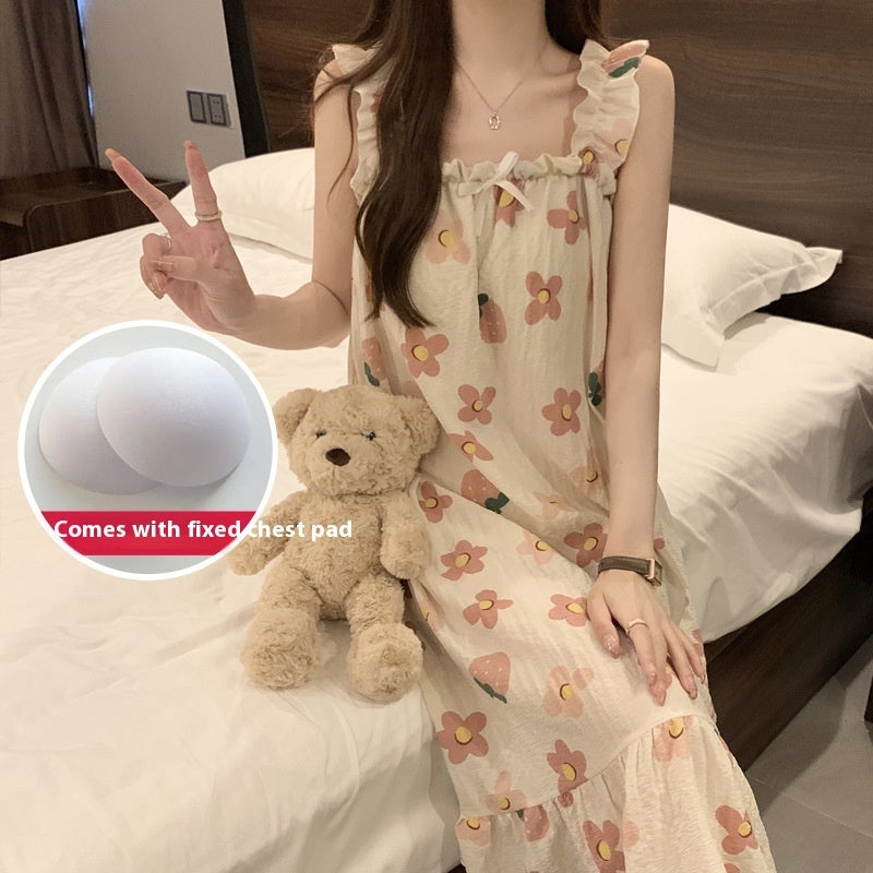 Spaghetti-strap Padded Nightdress For Girls Thin