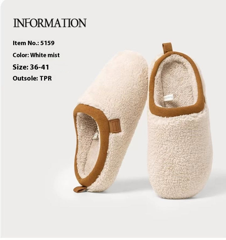 Cozy Plush Slippers for Men & Women - Soft Artificial Wool, Round Toe, Sizes 36-43