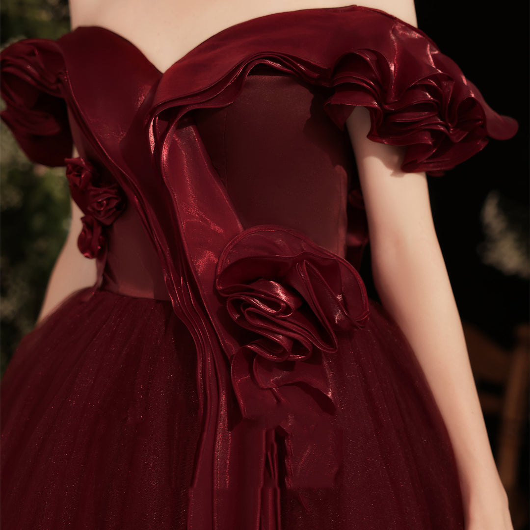 Grace Red Dinner Off Shoulder Dress - JOcaste