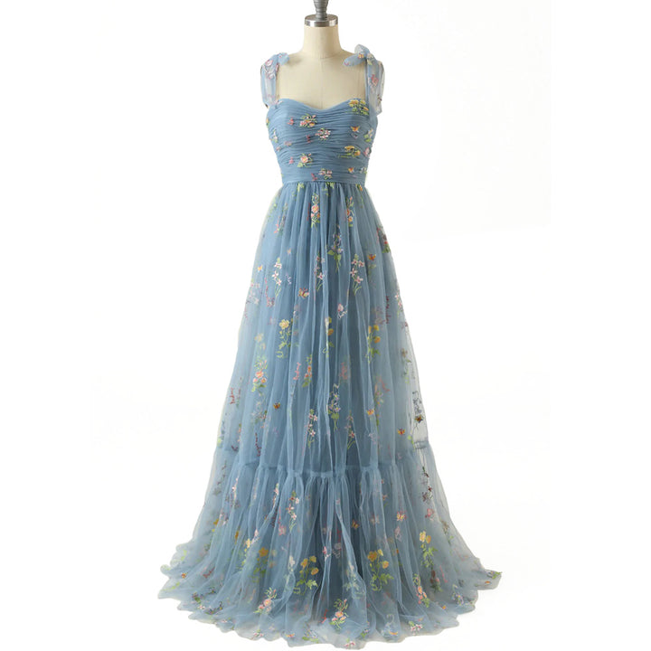 Small Tail Strap Floral Holiday Long Dress - JOcaste