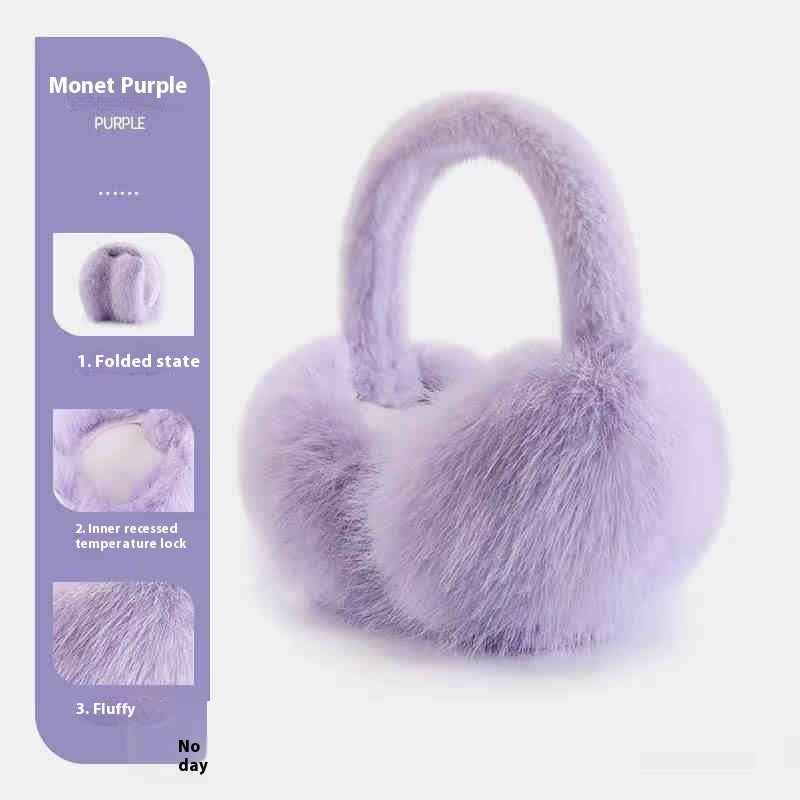Monochrome Plush Ear Muffs – Warm, Portable, and Foldable for Winter