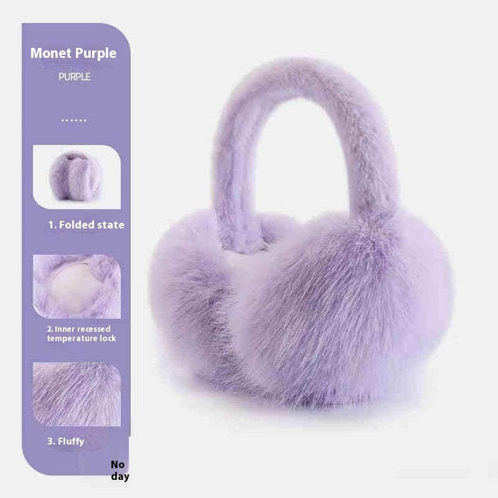 Monochrome Plush Ear Muffs – Warm, Portable, and Foldable for Winter