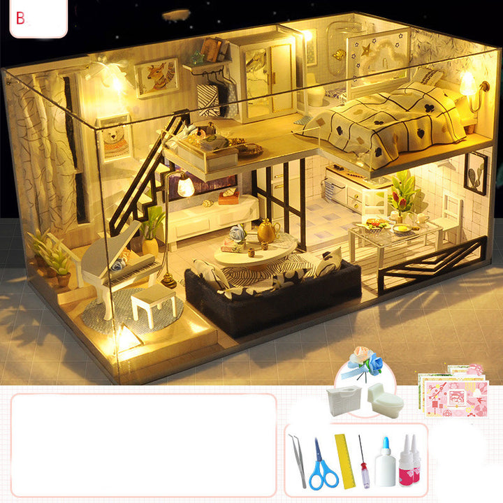 DIY Handmade Assembling Kit – Miniature House with Music, Lights & Custom Styles
