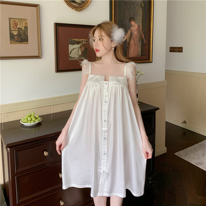 Ice Silk Sling Comfortable Cardigan Sleeveless Midskirt
