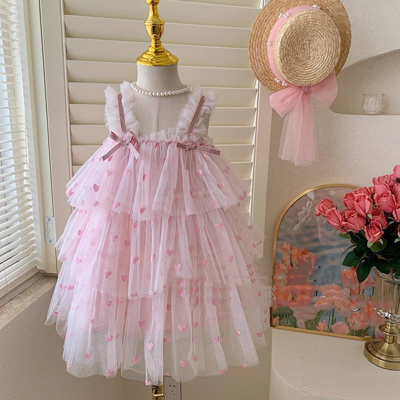 Children's Princess New Girls' Mesh Dress Love