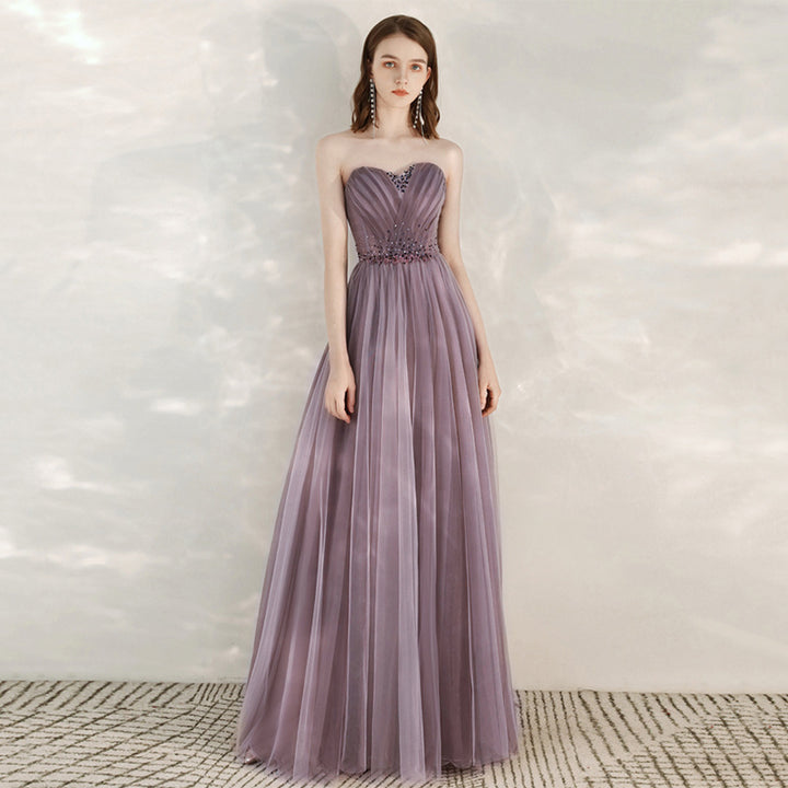 Purple Host Star Sky Toast Dress Shoulder To Shoulder - JOcaste