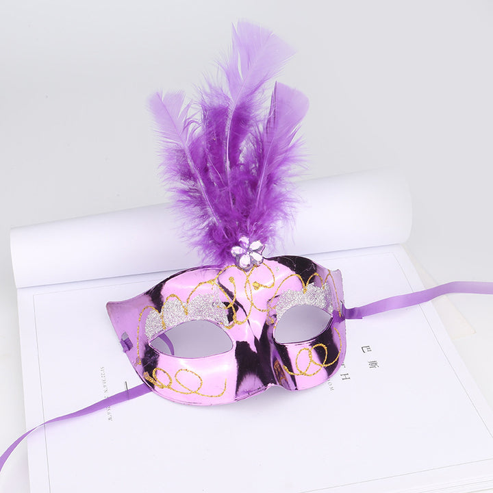 Halloween Glowing Fluff Fiber Led Feather Mask