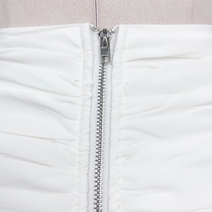 Skirt A- Line French Minority Design Heavy Industry Satin Pleated Three-dimensional Flower Hip Skirt