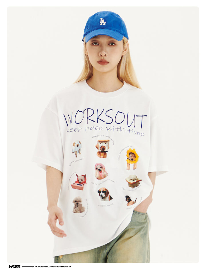 Pet Puppy Printed Short Sleeve Retro T-shirt