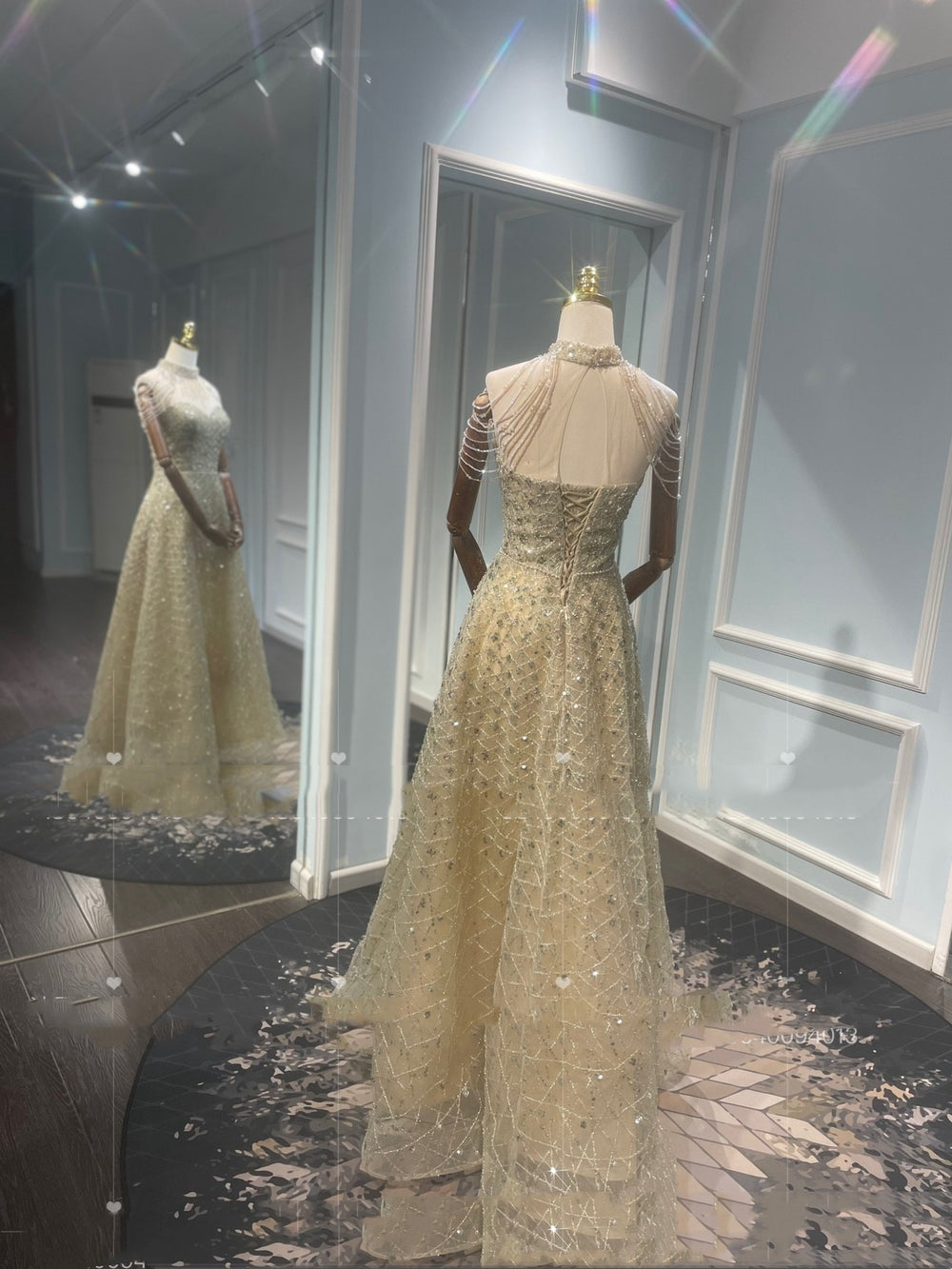 Golden Neck Hanging Light Luxury Toast Evening Dress - JOcaste