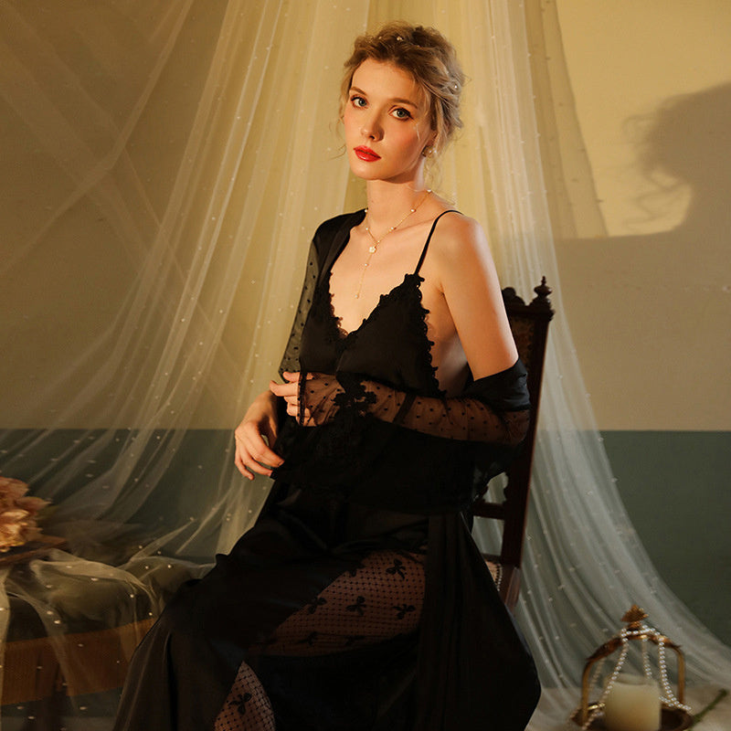 Elegant Satin & Mesh Camisole Set – Two-Piece Loungewear-SH-LNG-0108