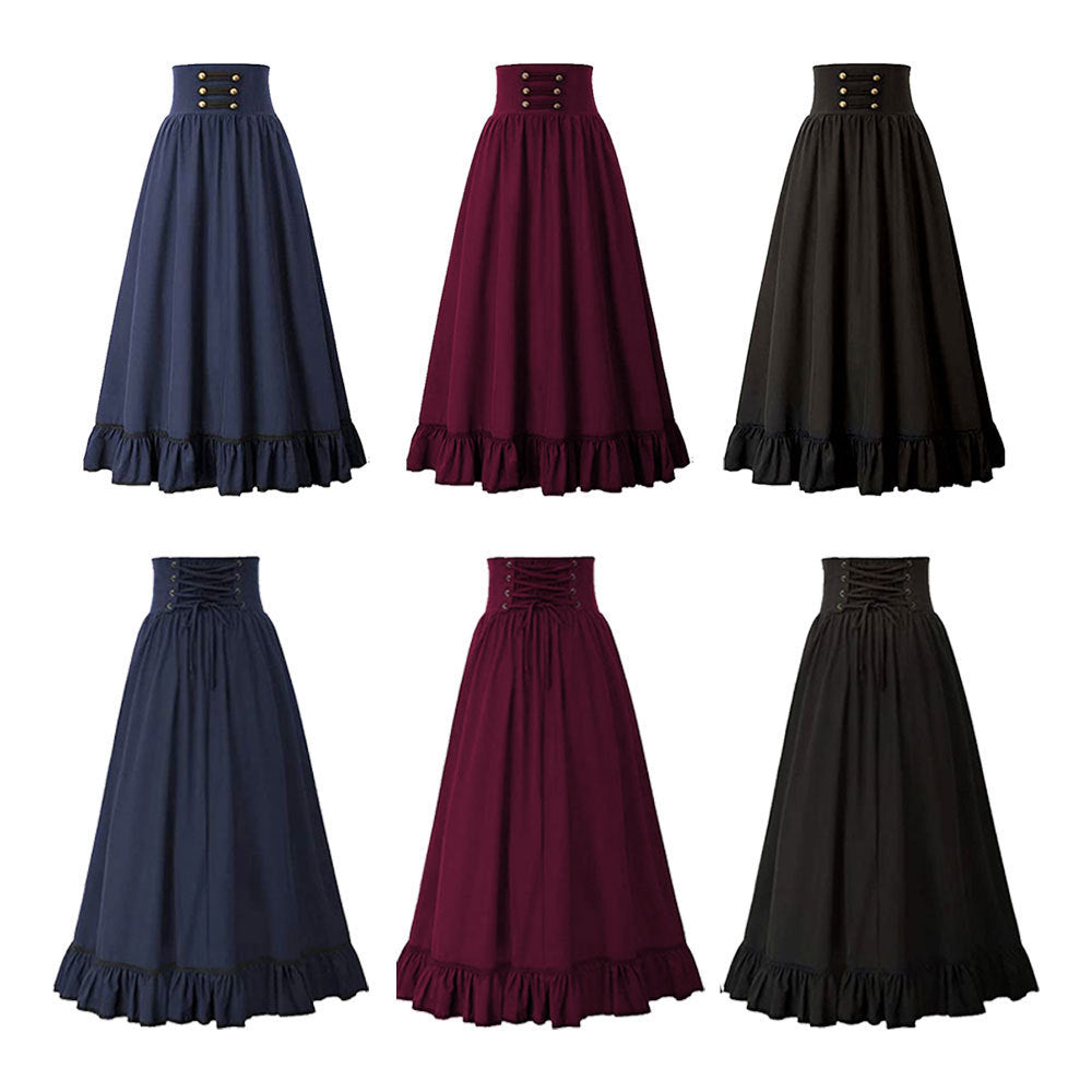 Medieval Solid Versatile Women's Half Dress