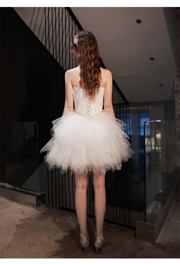 Fashion White Feather Party Birthday Dress - JOcaste
