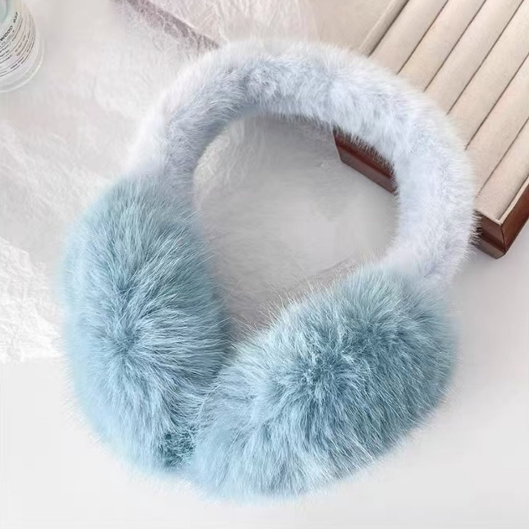 Monochrome Plush Ear Muffs – Warm, Portable, and Foldable for Winter