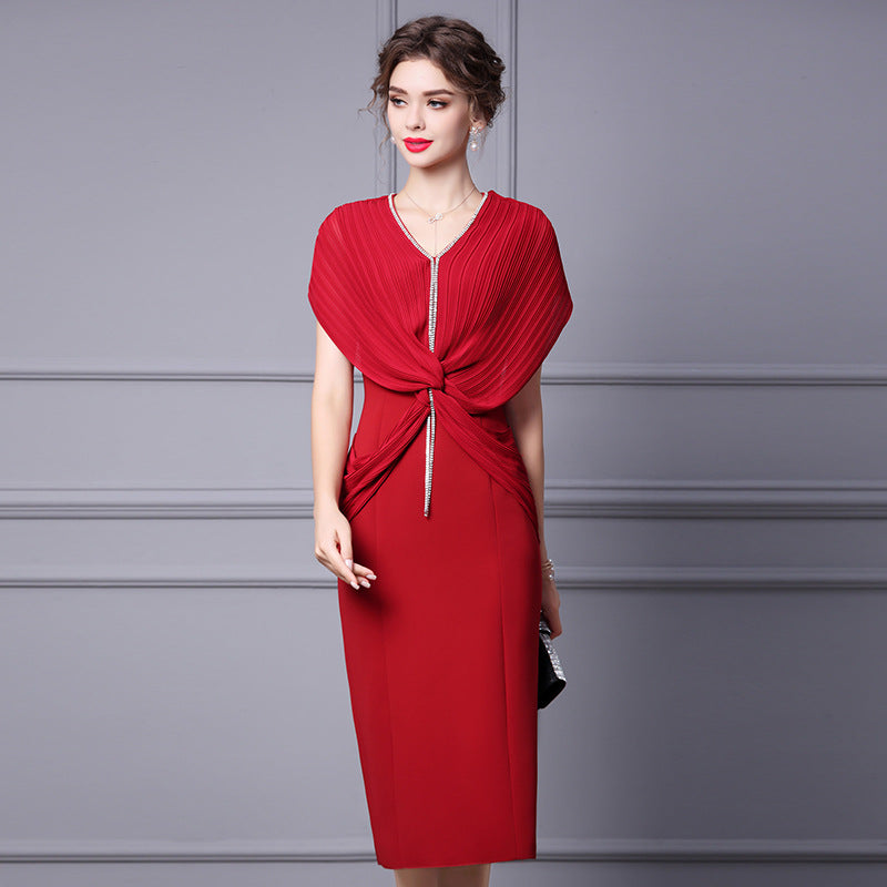 Slim Waist Length Skirt Red - JOcaste