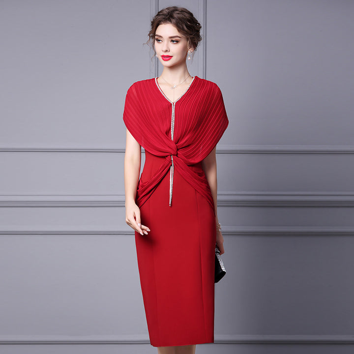 Slim Waist Length Skirt Red - JOcaste
