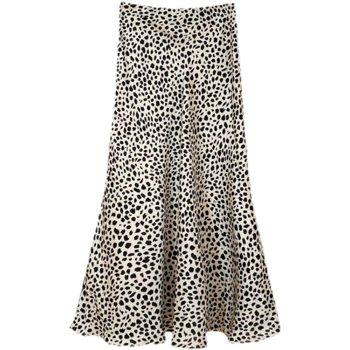 Lightly Mature Satin Leopard Print Skirt High Waist