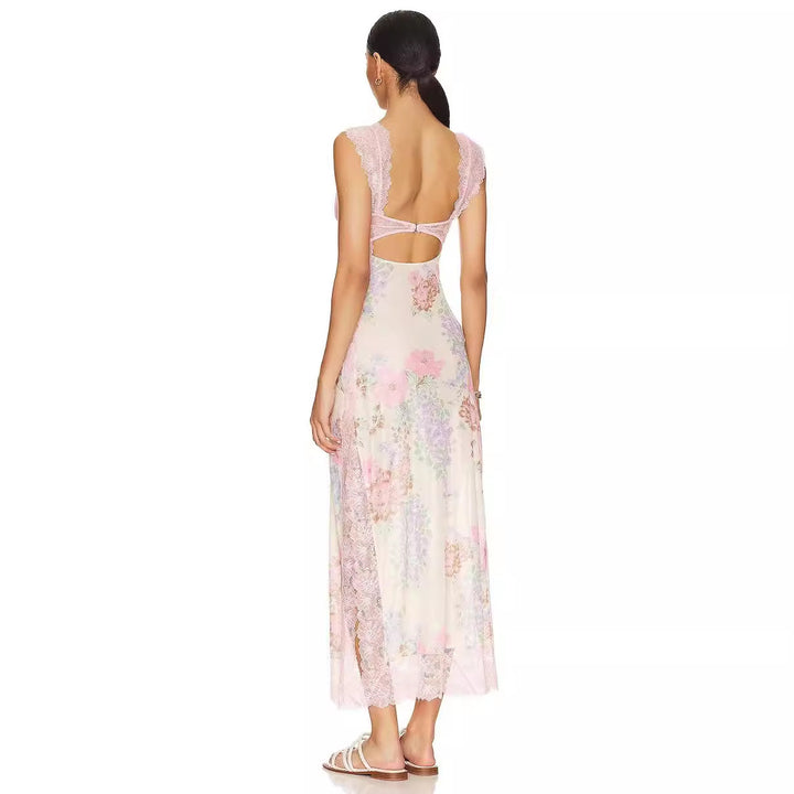 Shoulder Strap Stitching Slit Color Length Dress