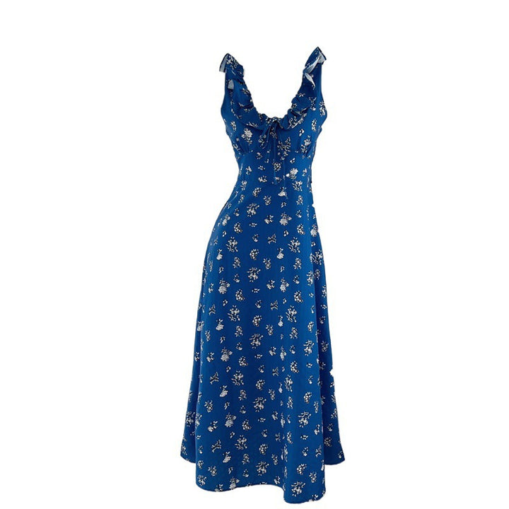 Elegant Summer Floral Dress – Tie-Neck, High Waist, Sleeveless-SH-KR-001
