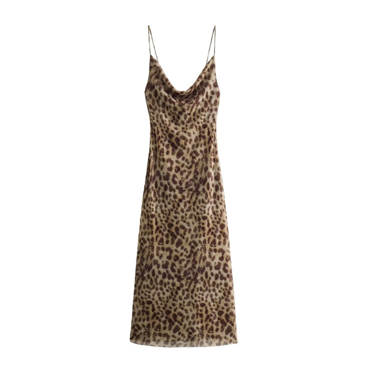 European And American Style Fashion Animal Pattern Printing Silk Net Dress