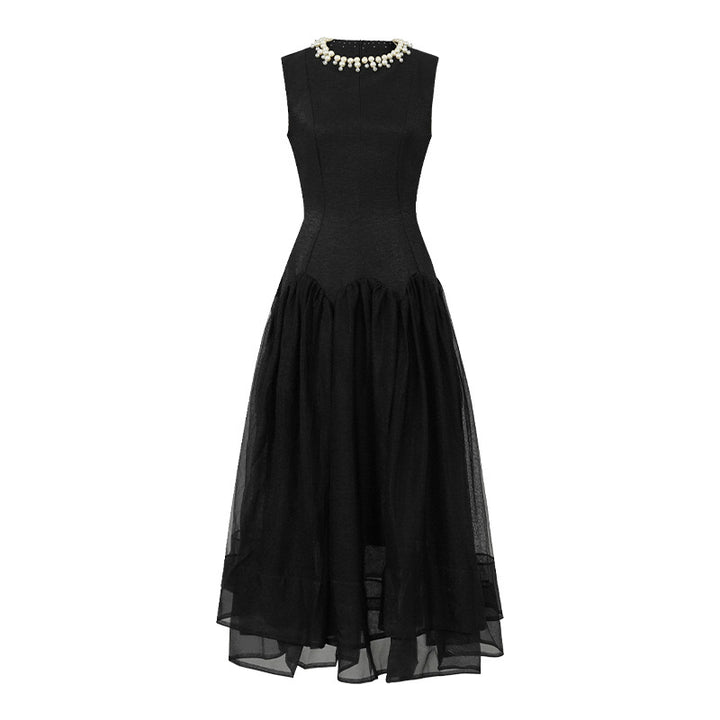 Black High Waist Slim Long Sleeveless Dress-SH-DR-0111