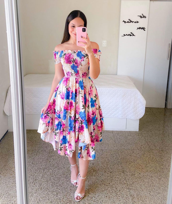 Dress Off-shoulder Irregular Off-shoulder Digital Printing