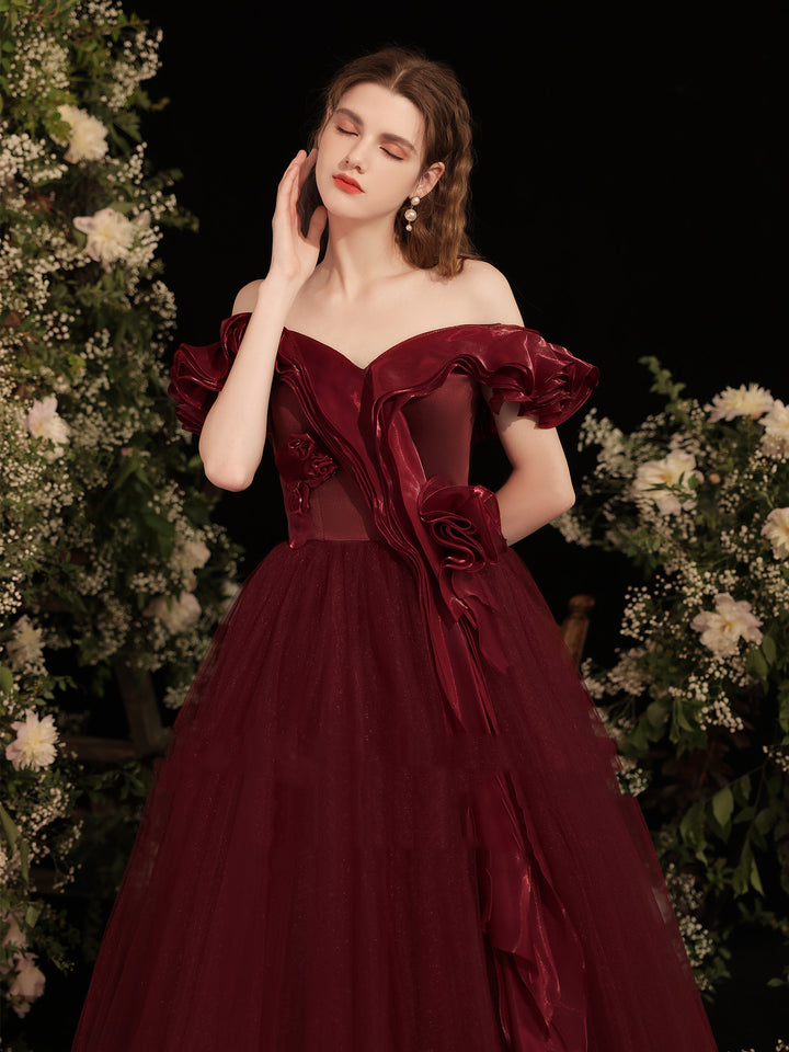 Grace Red Dinner Off Shoulder Dress - JOcaste