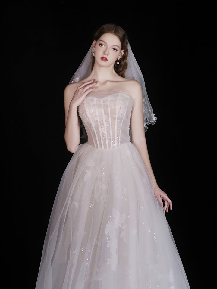 White Wedding Bridal Dress Light Yarn Dinner Tube Top Dress