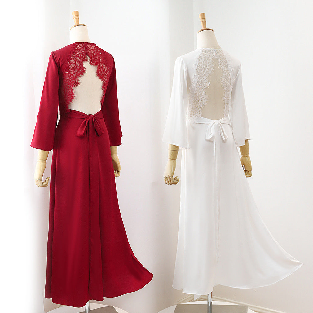 Long Gown With Slender Lace Lace On The Back