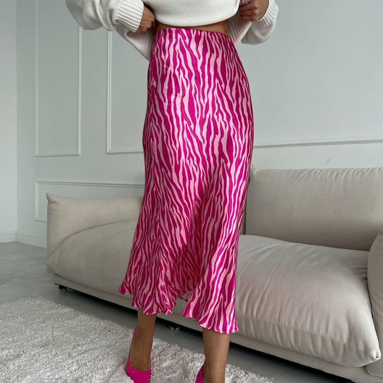 French Printed Skirt With Fashionable Fishtail