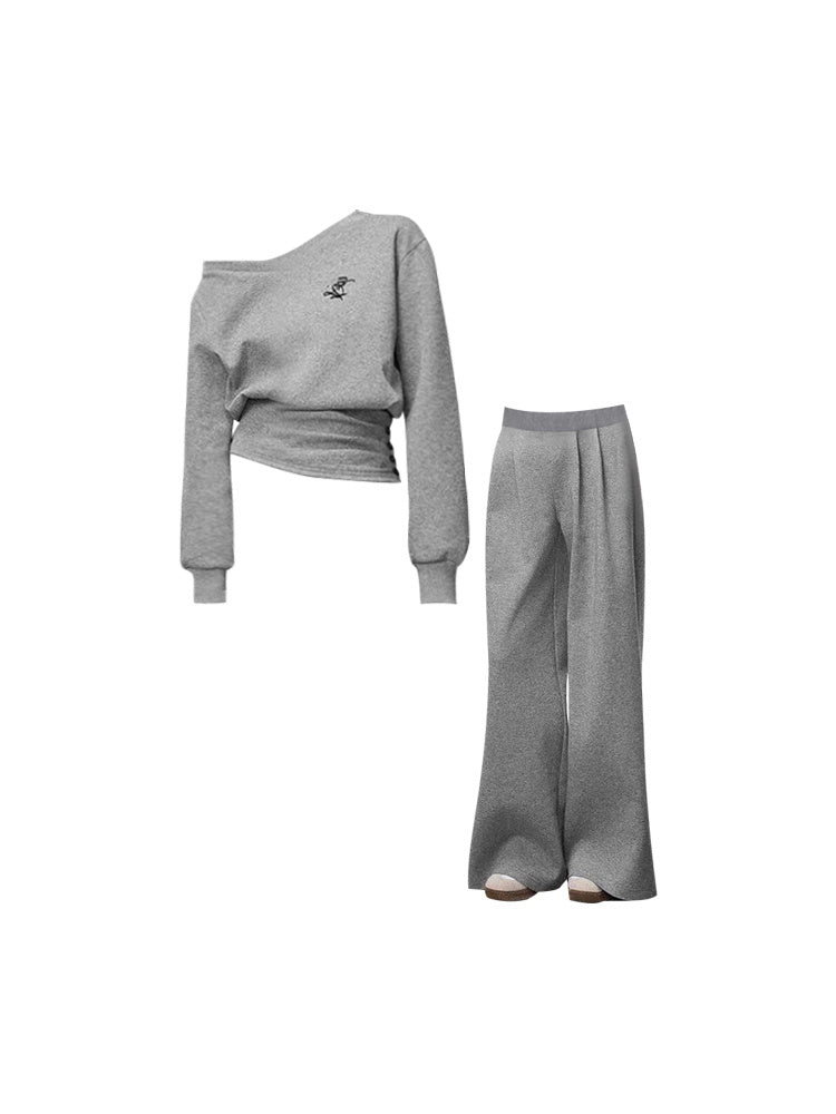 Sports Casual Waist Tight Top Waist Slant Shoulder Suit