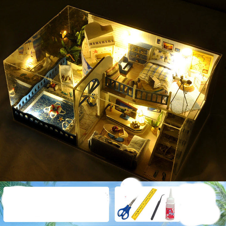 DIY Handmade Assembling Kit – Miniature House with Music, Lights & Custom Styles