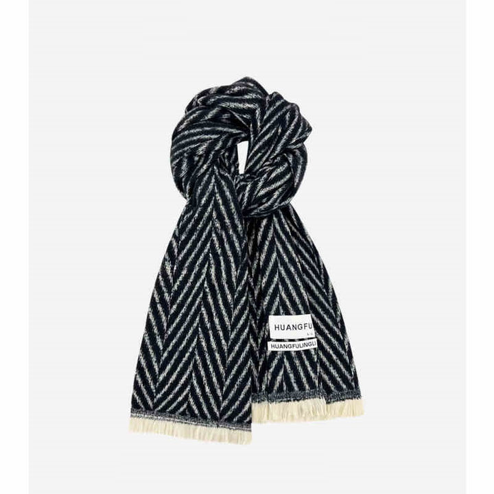 Geometric Wool Scarf – Warm & Stylish for Winter, Spring, and Autumn