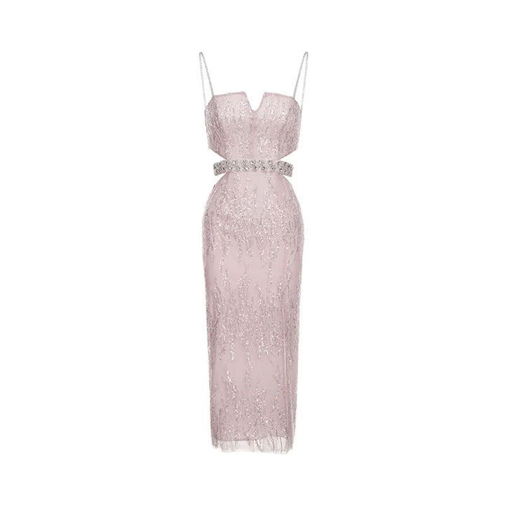Hollow Jeweled Camisole Gown Socialite Advanced Embellished Sequin Bead Dress For Women - JOcaste