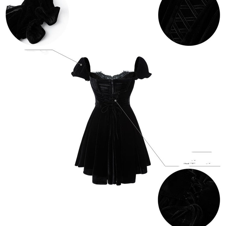 Low Neck Bubble Sleeved Dress