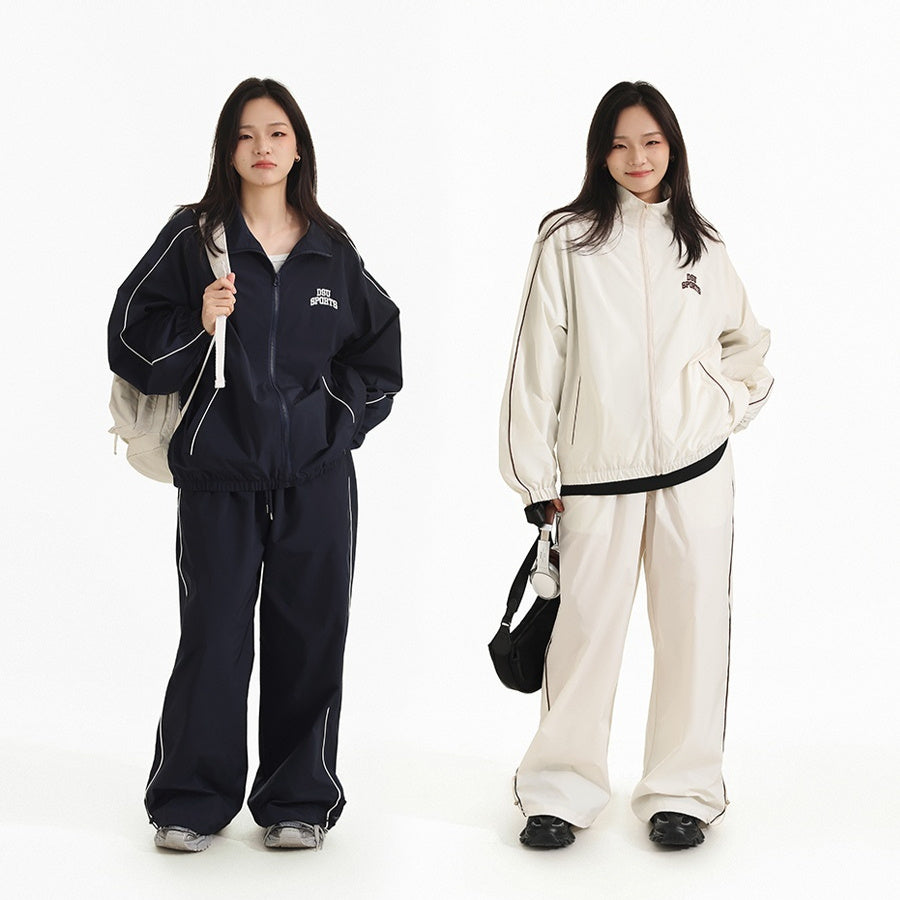 Women’s Two-Piece Casual Set – Sport Woven Jacket & Embroidered Top-SH-SS-001