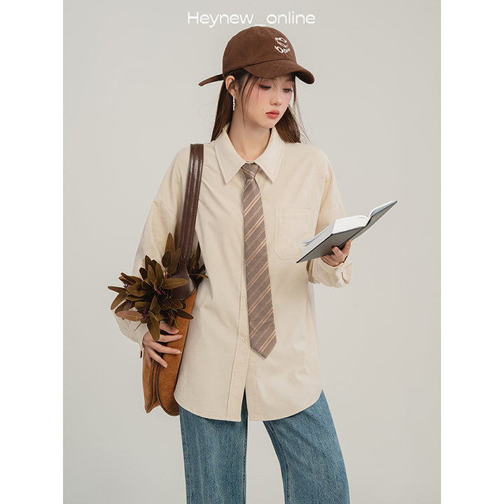 Women's Solid Color Cotton Shirt – Casual All-Matching Style-SH-TOP-SH-TOP-002