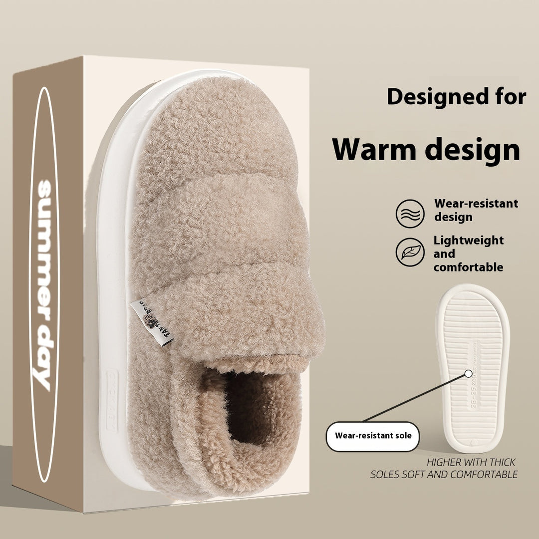 Unisex Plush Cotton Slippers – Cozy Home Shoes with EVA Sole
