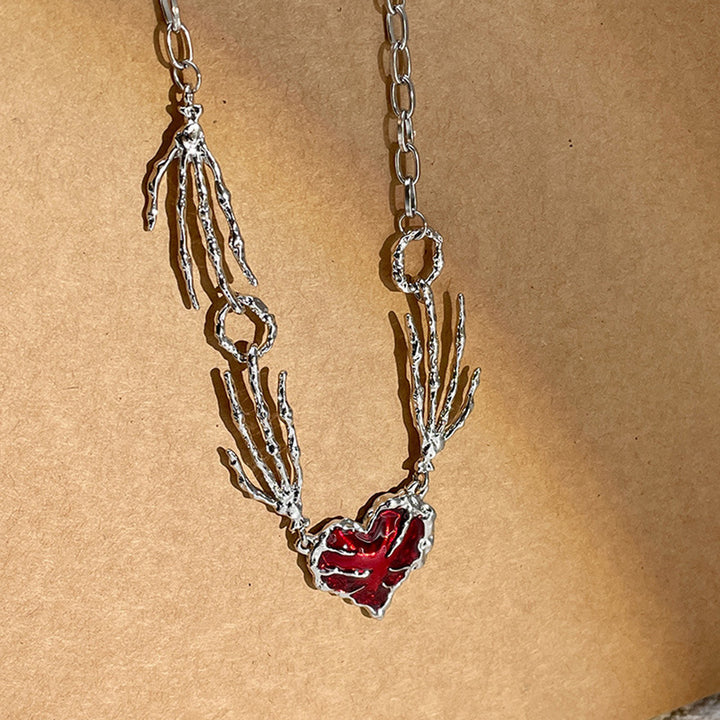 Personalized Punk Dark Red Love Pendant Necklace