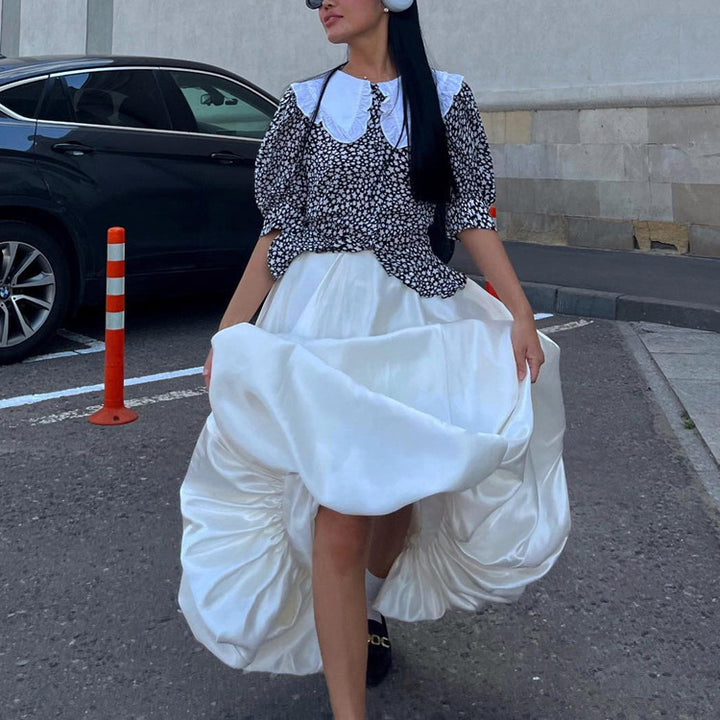 Solid Color Versatile High Waisted Puffy Skirt
