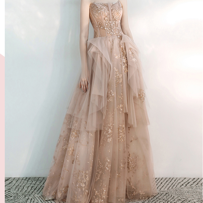 Toast Dress Female Wedding Bridesmaids Breast Wipe Long Skirt Dinner Annual Meeting Host - JOcaste