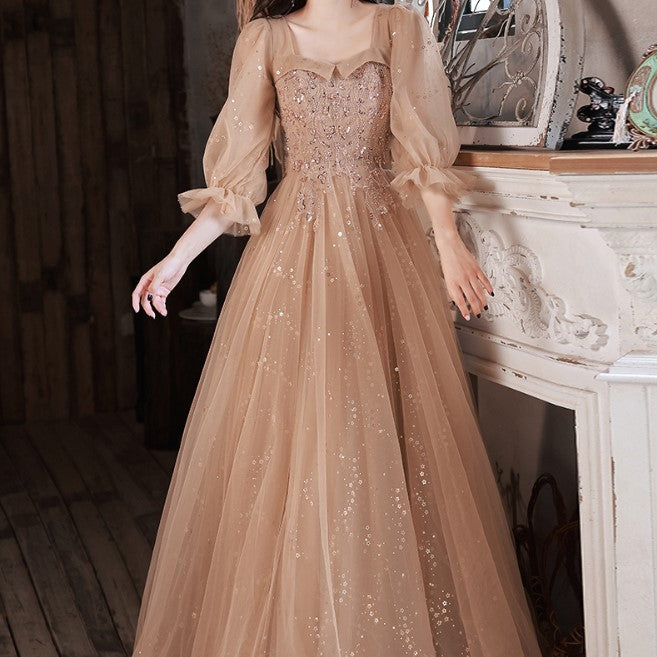 Evening Dress Host Banquet Maid Of Honor Long Sleeves - JOcaste